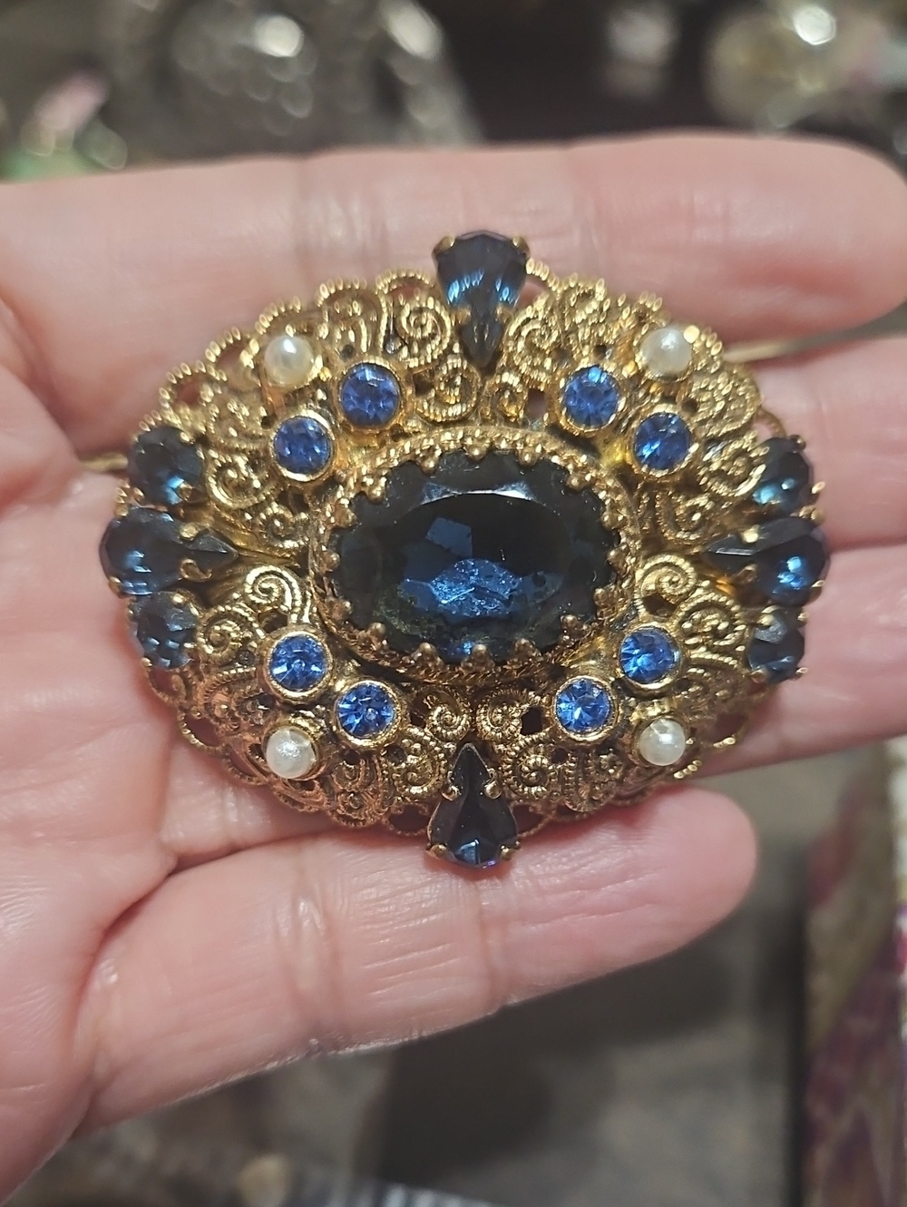 Vintage W. Germany Gold-Tone Filigree Brooch